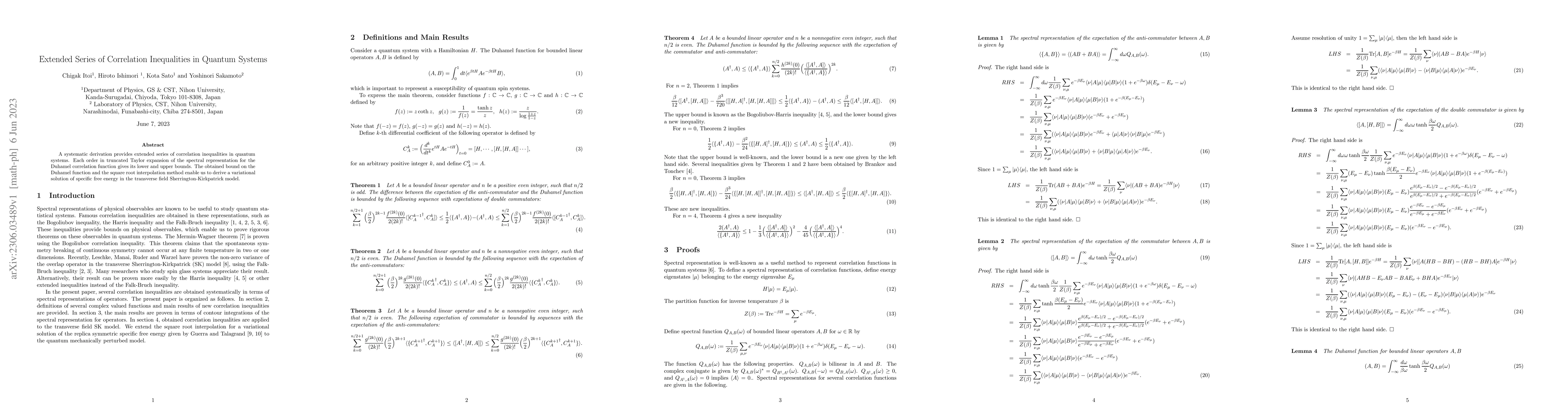 Thumbnail for Extended Series of Correlation Inequalities in Quantum Systems