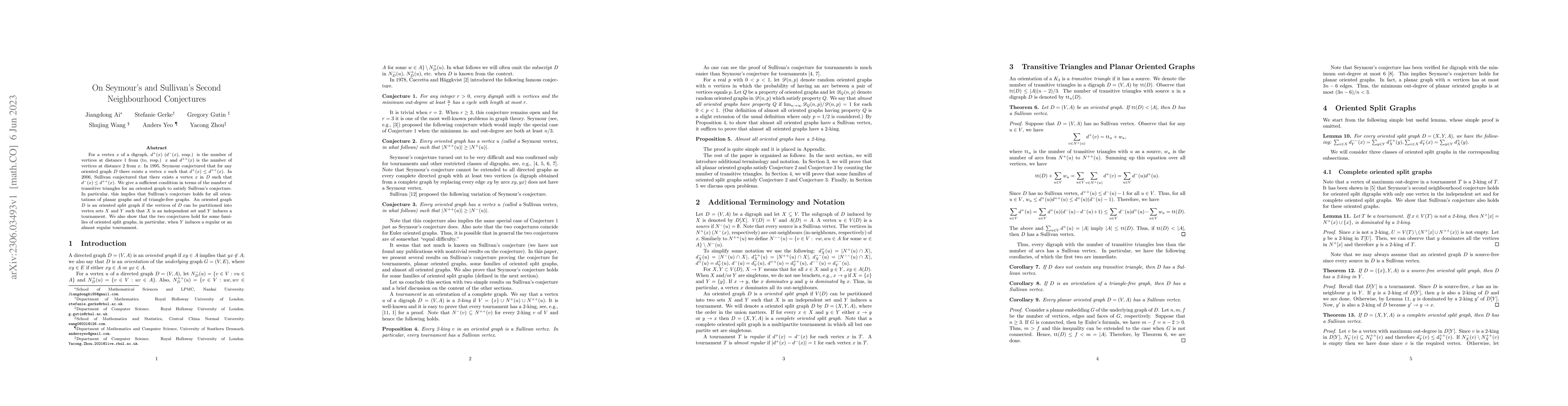 Thumbnail for On Seymour's and Sullivan's Second Neighbourhood Conjectures