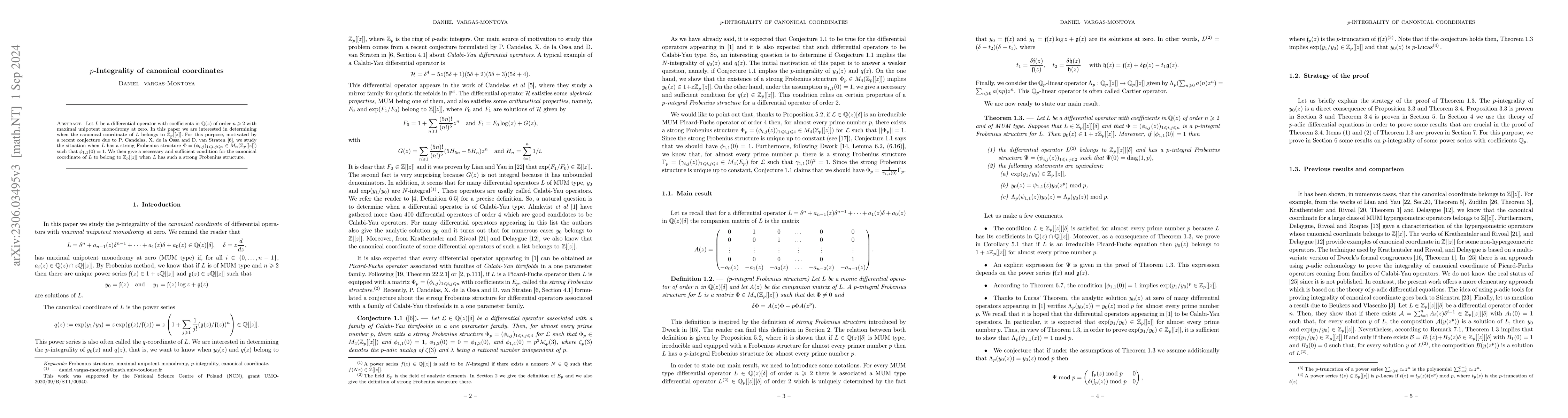 Thumbnail for p-Integrality of canonical coordinates