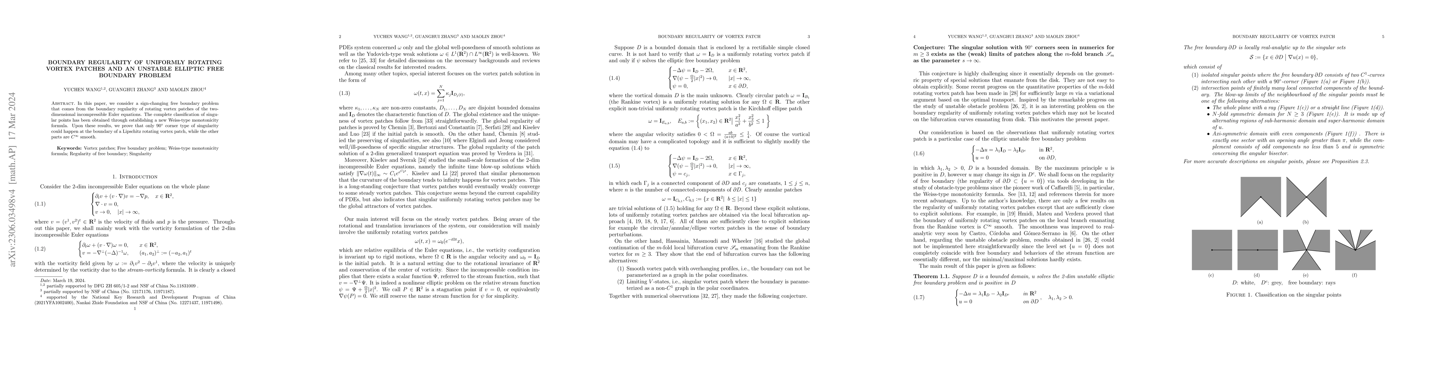 Thumbnail for Boundary regularity of uniformly rotating vortex patches and an unstable
  elliptic free boundary problem