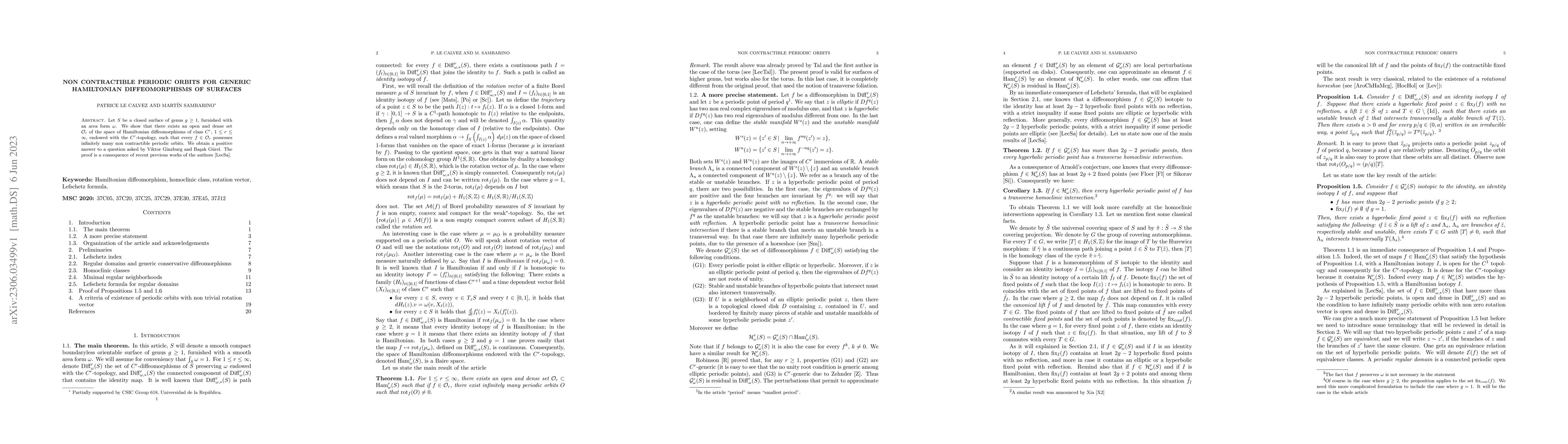 Thumbnail for Non contractible periodic orbits for generic hamiltonian diffeomorphisms
  of surfaces