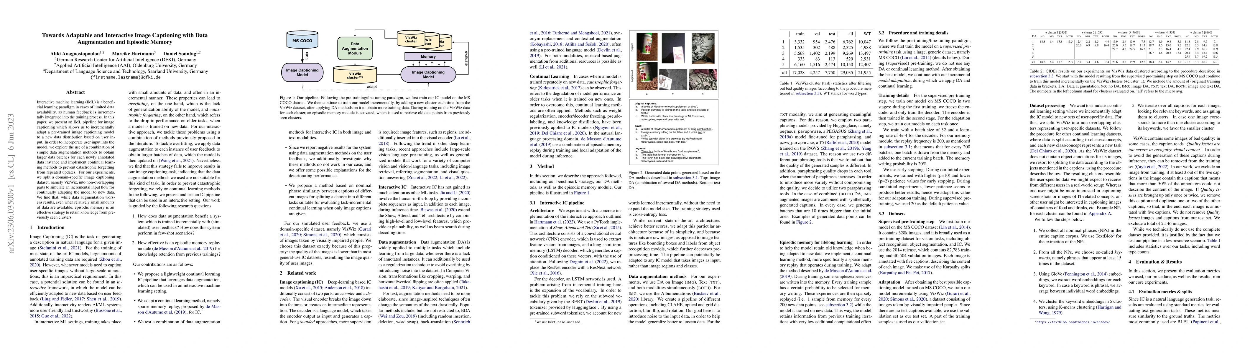 Thumbnail for Towards Adaptable and Interactive Image Captioning with Data
  Augmentation and Episodic Memory