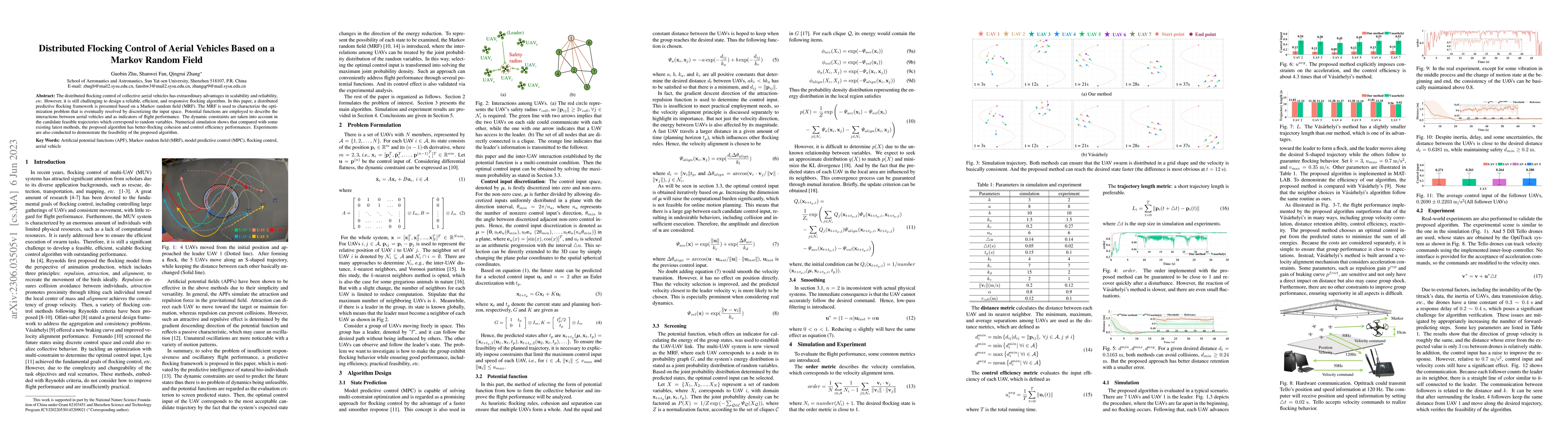Thumbnail for Distributed Flocking Control of Aerial Vehicles Based on a Markov Random
  Field
