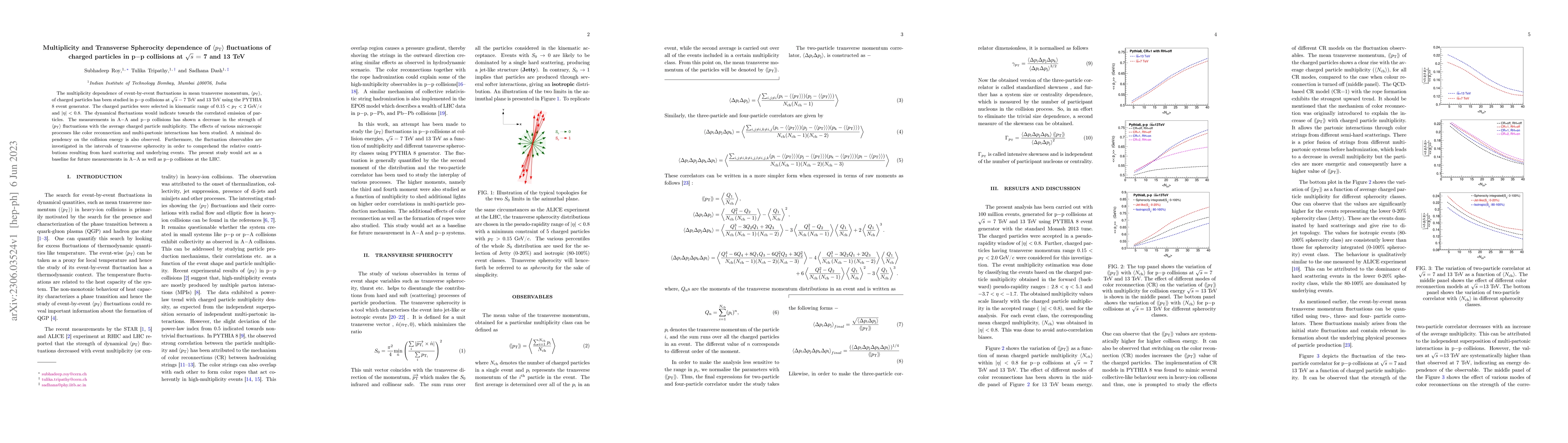 Thumbnail for Multiplicity and Transverse Spherocity dependence of $\langle p_{\rm T}
  \rangle$ fluctuations of charged particles in p$-$p collisions at $\sqrt{s}$
  = 7 and 13 TeV