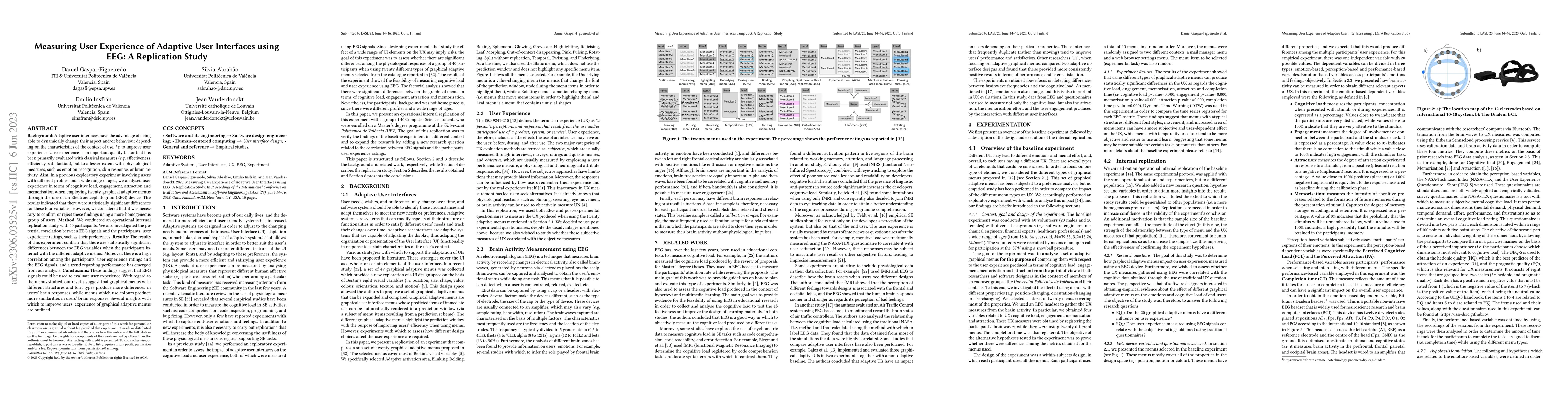 Thumbnail for Measuring User Experience of Adaptive User Interfaces using EEG: A
  Replication Study