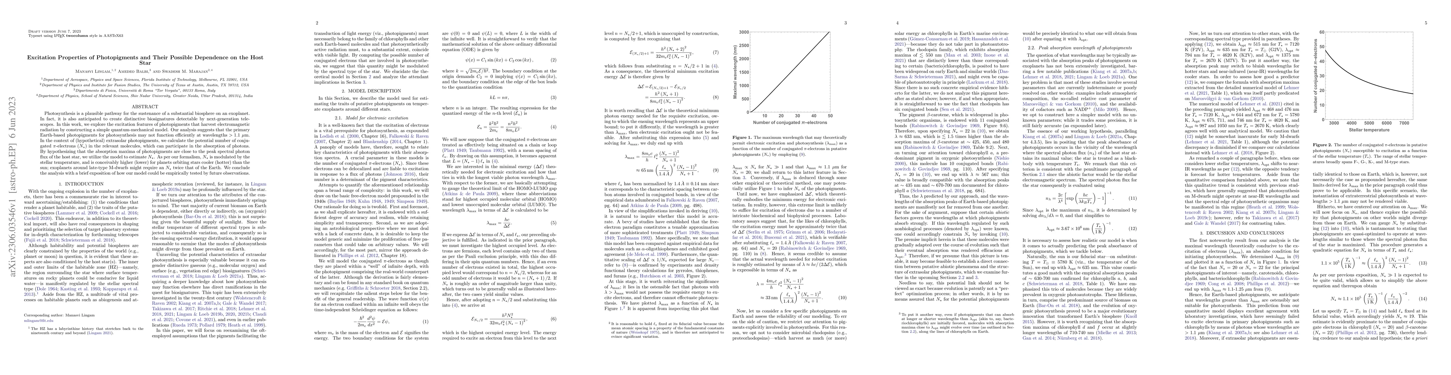 Thumbnail for Excitation Properties of Photopigments and Their Possible Dependence on
  the Host Star