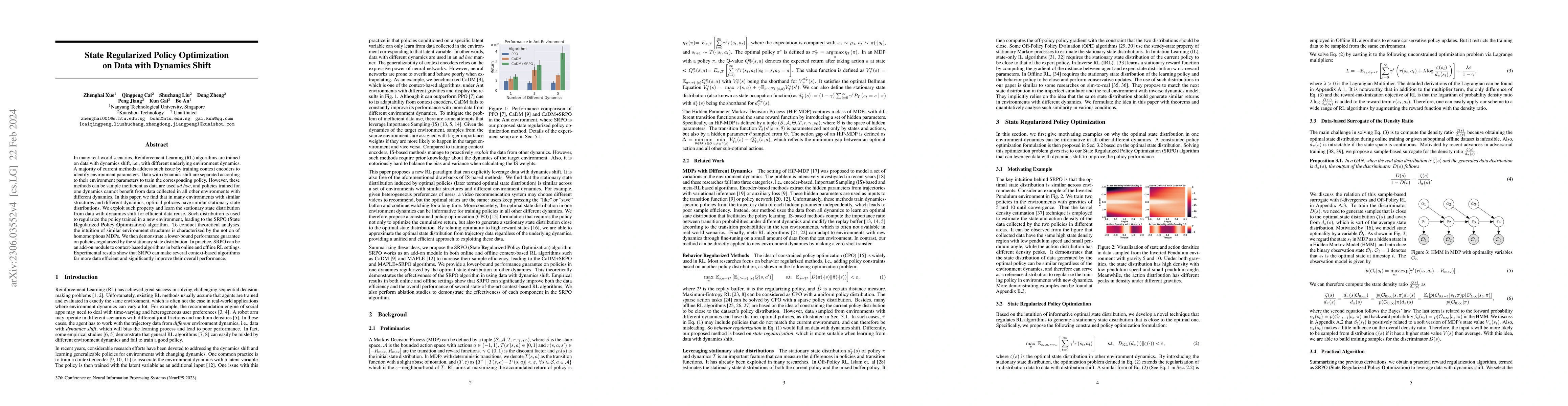 Thumbnail for State Regularized Policy Optimization on Data with Dynamics Shift