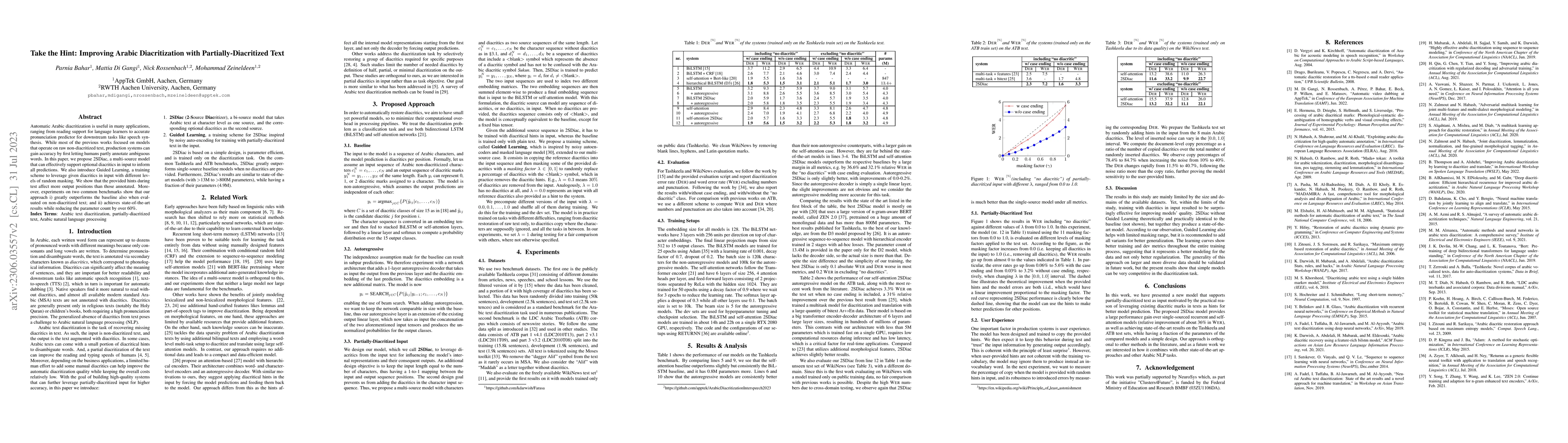Thumbnail for Take the Hint: Improving Arabic Diacritization with
  Partially-Diacritized Text