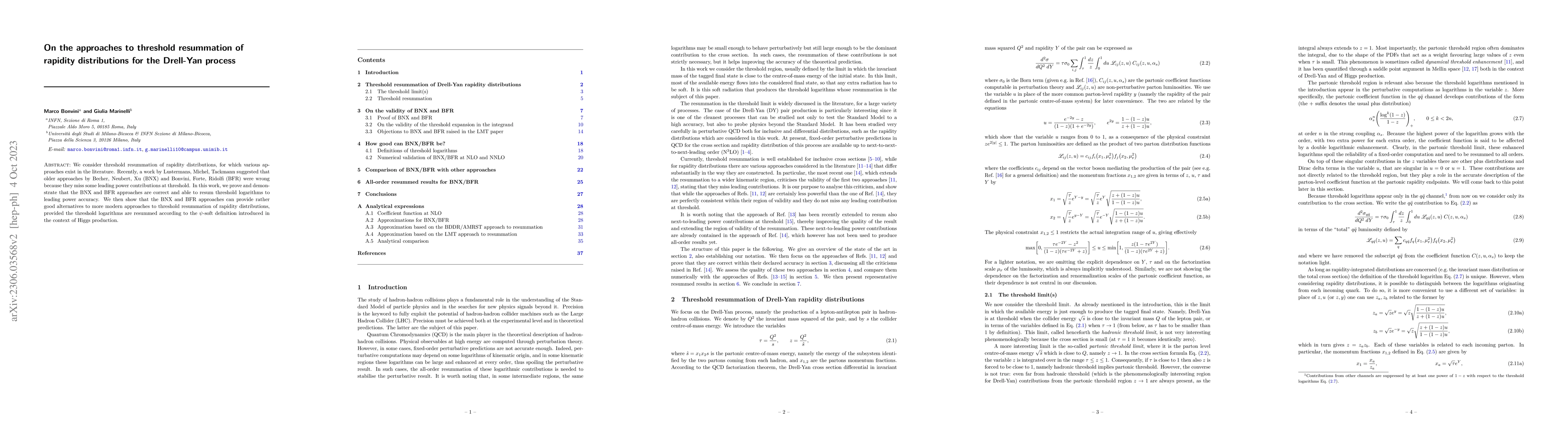 Thumbnail for On the approaches to threshold resummation of rapidity distributions for
  the Drell-Yan process