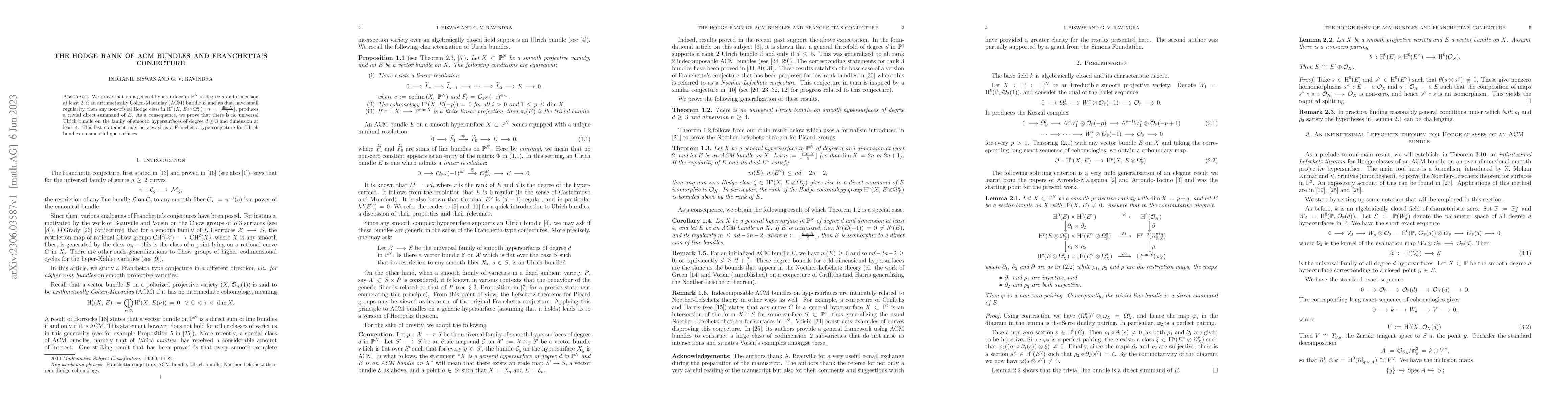 Thumbnail for Hodge rank of ACM bundles and Franchetta's conjecture
