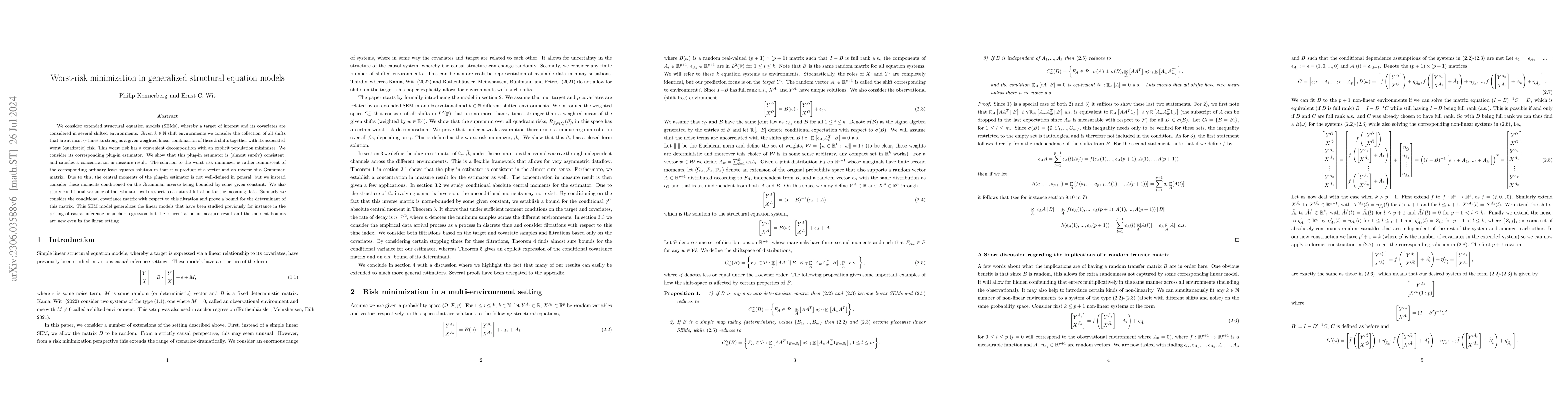 Thumbnail for Worst-risk minimization in generalized structural equation models