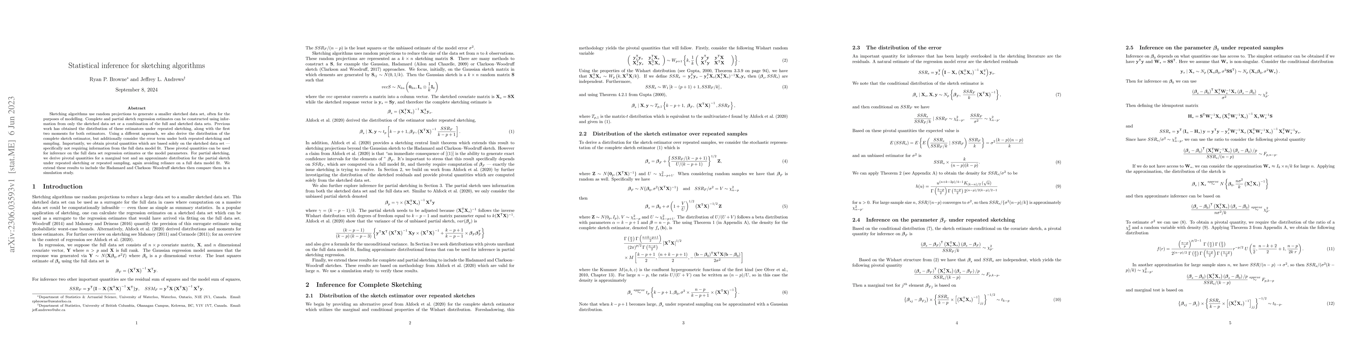 Thumbnail for Statistical inference for sketching algorithms