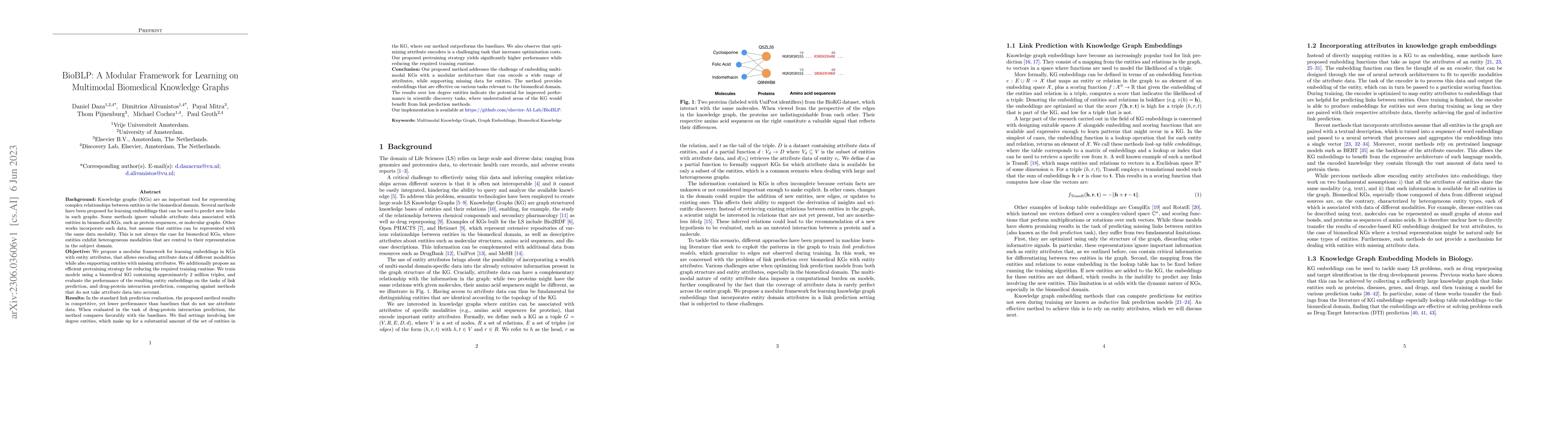 Thumbnail for BioBLP: A Modular Framework for Learning on Multimodal Biomedical
  Knowledge Graphs
