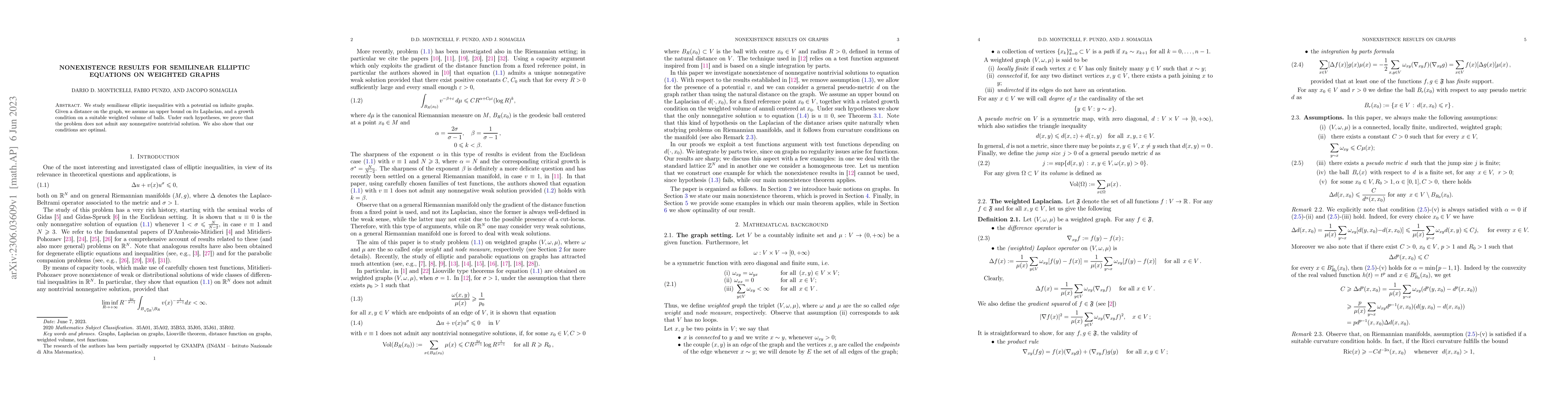 Thumbnail for Nonexistence results for semilinear elliptic equations on weighted
  graphs