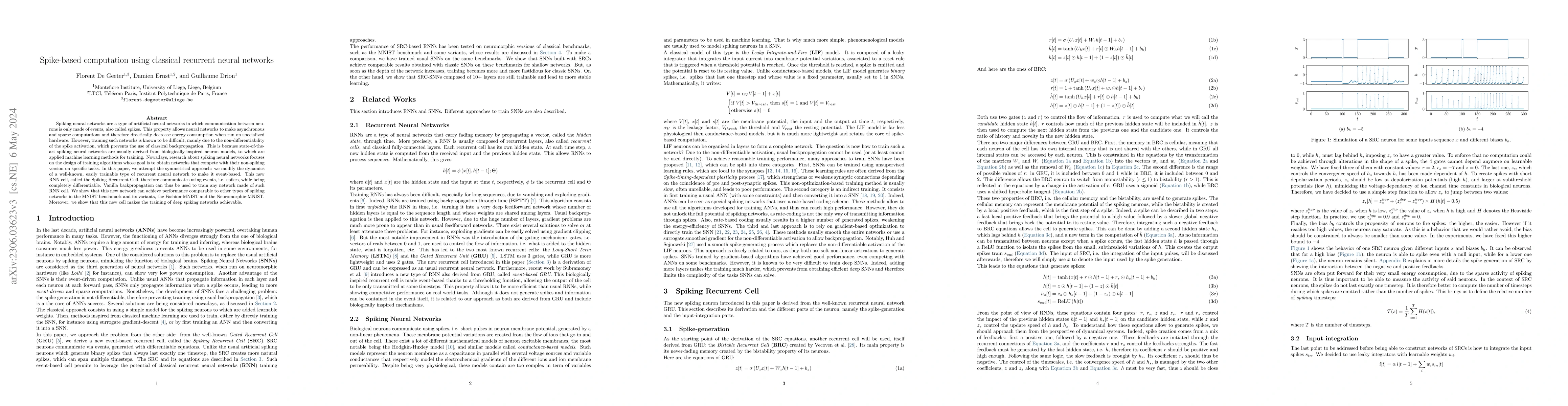 Thumbnail for Spike-based computation using classical recurrent neural networks