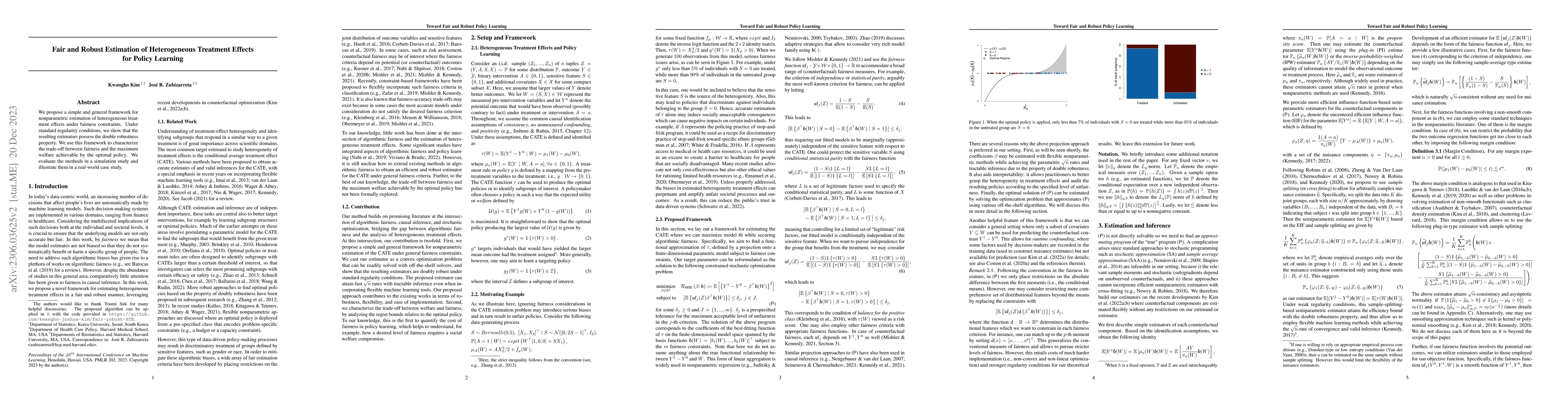 Thumbnail for Fair and Robust Estimation of Heterogeneous Treatment Effects for Policy
  Learning