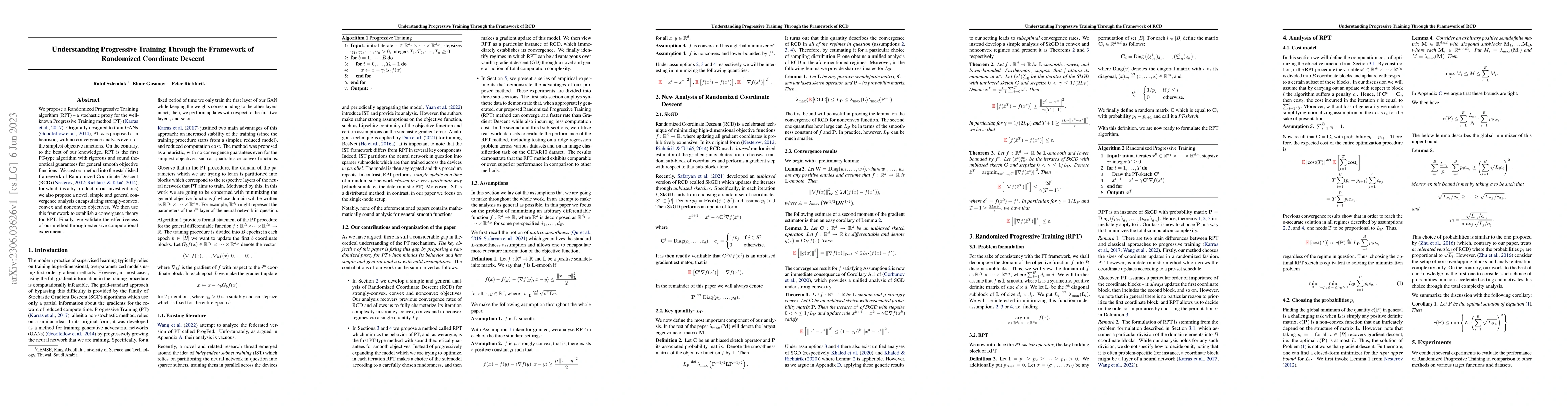 Thumbnail for Understanding Progressive Training Through the Framework of Randomized
  Coordinate Descent