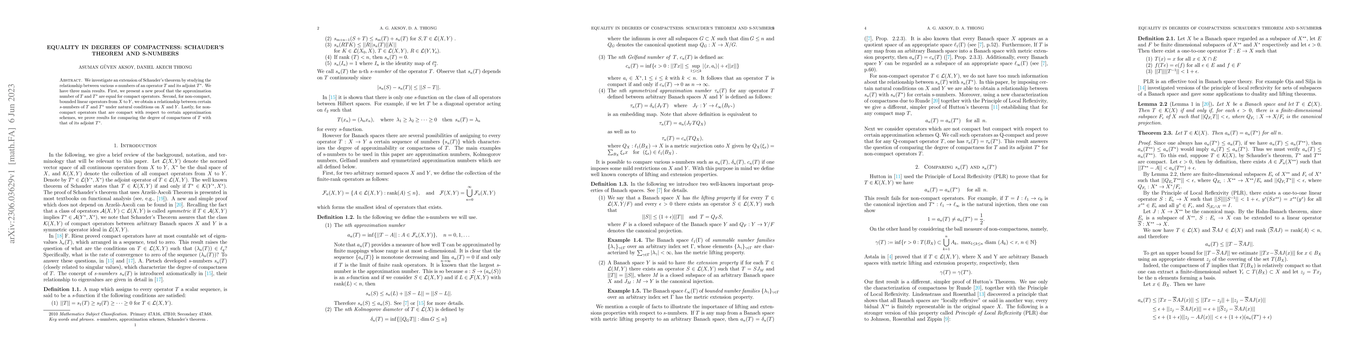 Thumbnail for Equality in Degrees of Compactness: Schauder's Theorem and s-numbers