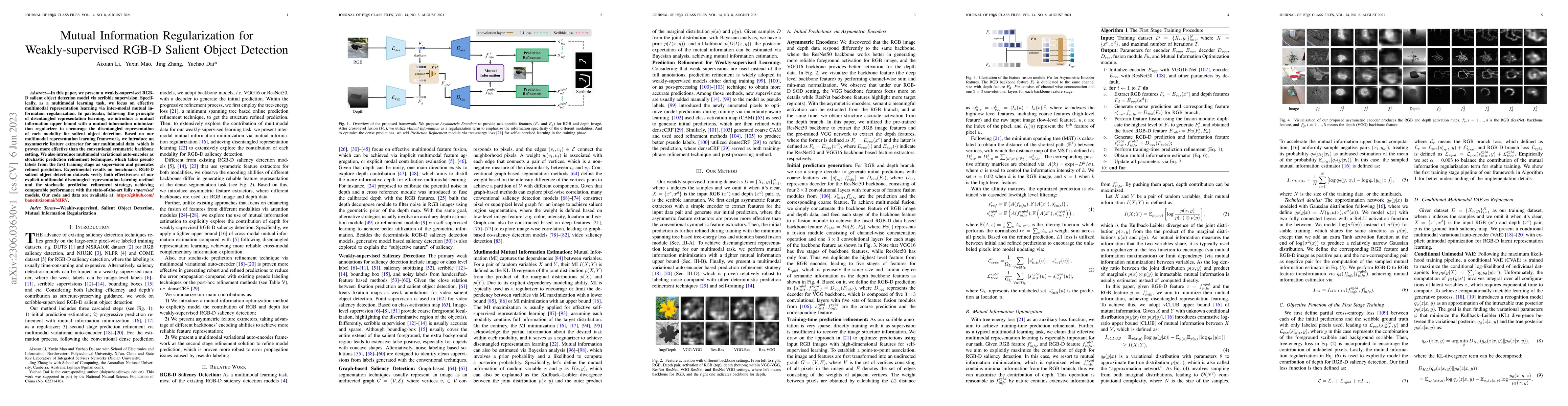 Thumbnail for Mutual Information Regularization for Weakly-supervised RGB-D Salient
  Object Detection