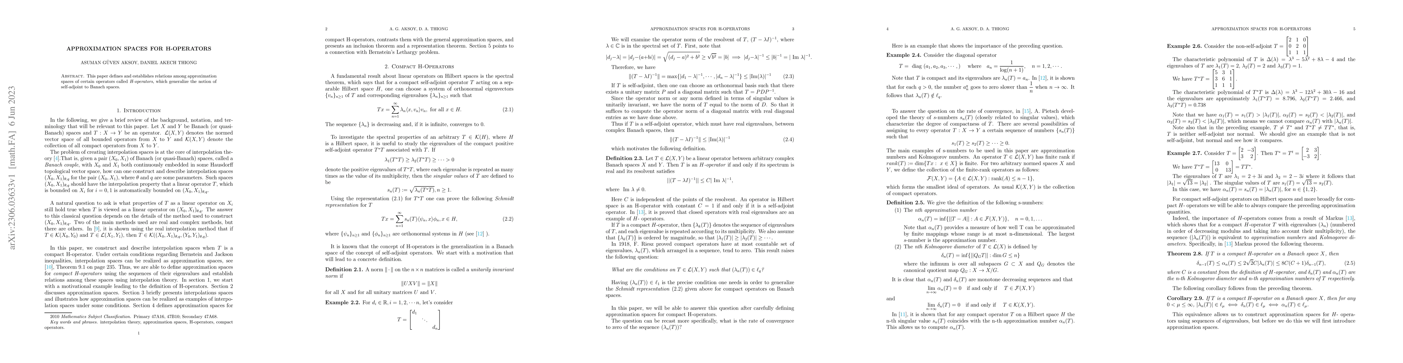 Thumbnail for Approximation spaces for H-operators
