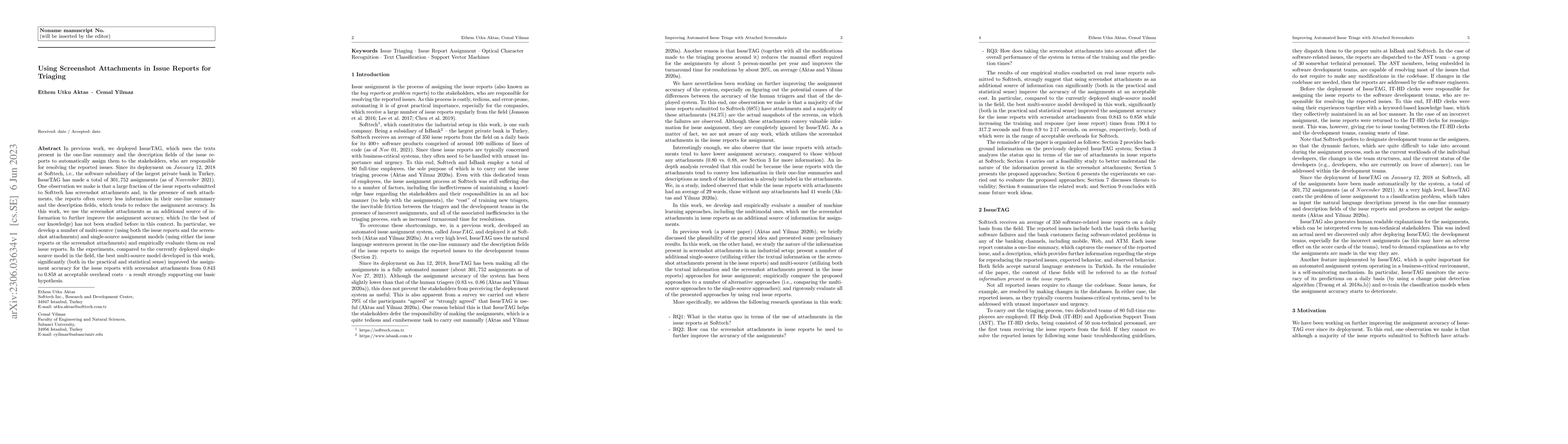 Thumbnail for Using Screenshot Attachments in Issue Reports for Triaging