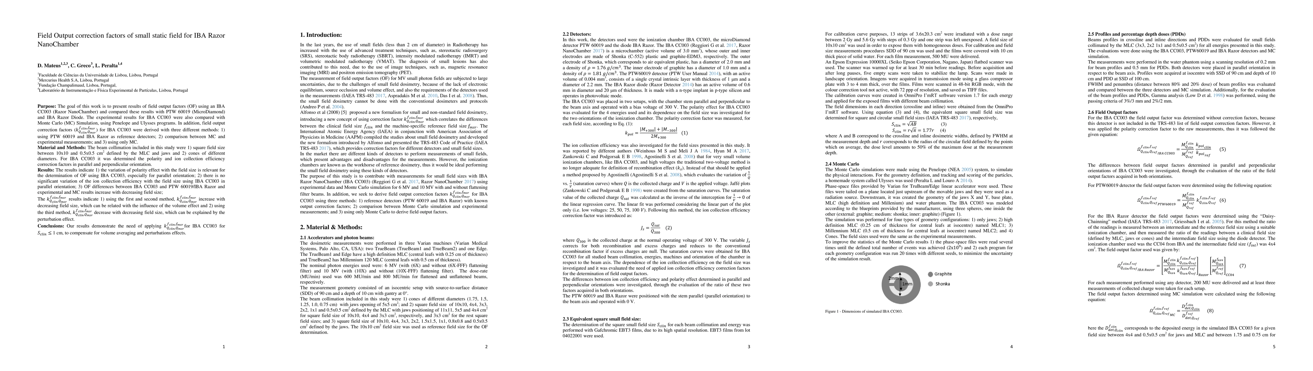 Thumbnail for Field Output correction factors of small static field for IBA Razor
  NanoChamber
