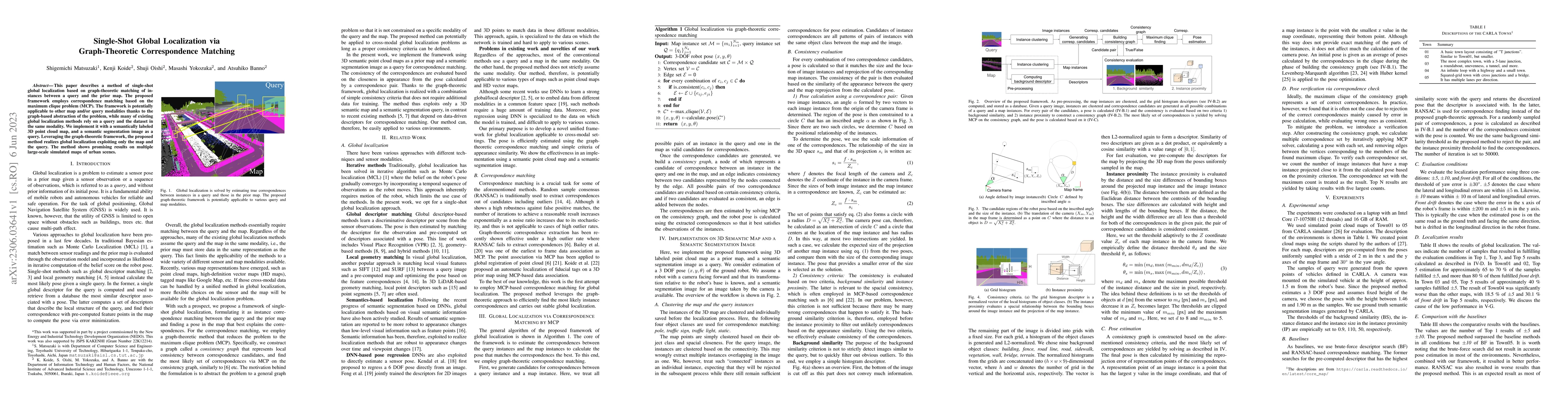 Thumbnail for Single-Shot Global Localization via Graph-Theoretic Correspondence
  Matching