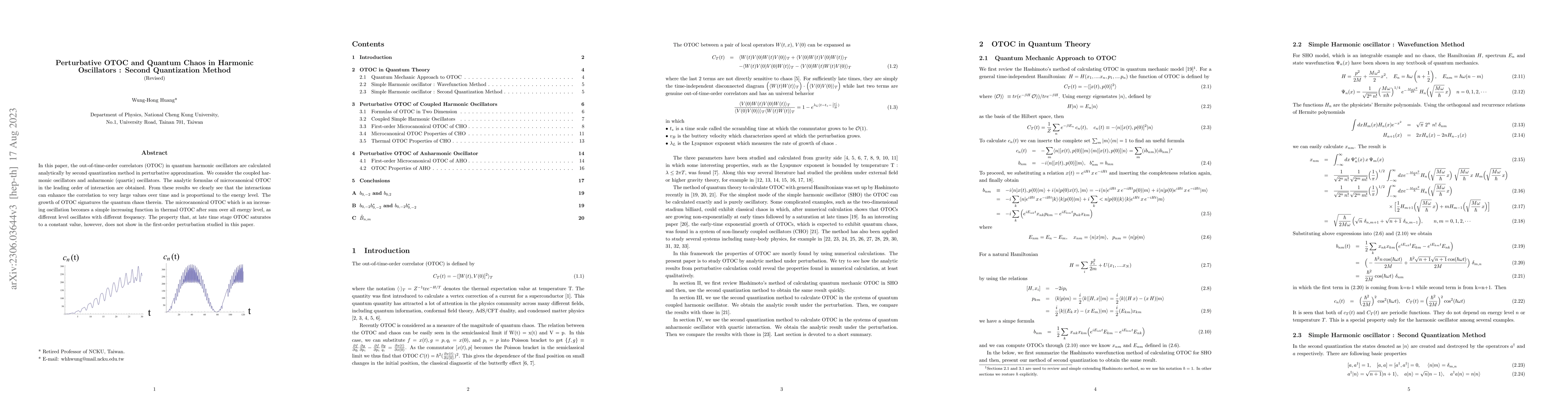 Thumbnail for Perturbative OTOC and Quantum Chaos in Harmonic Oscillators : Second
  Quantization Method