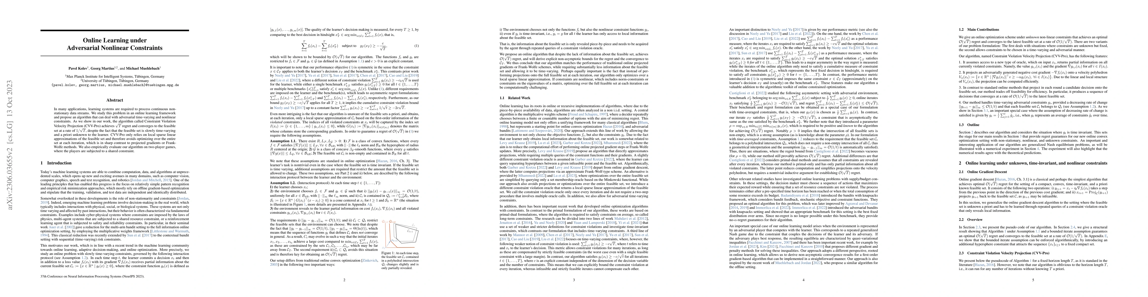 Thumbnail for Online Learning under Adversarial Nonlinear Constraints