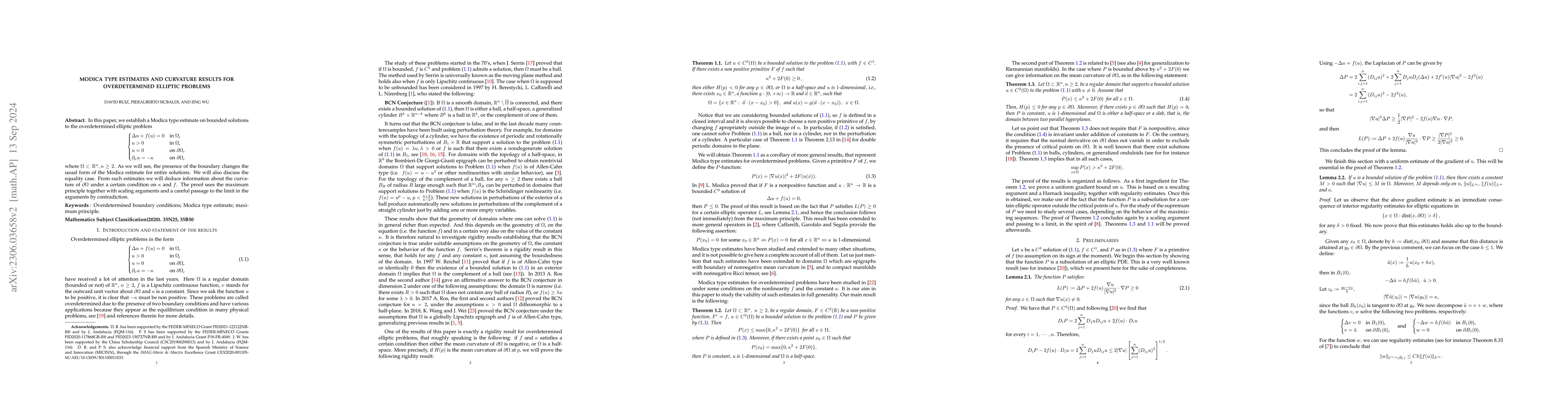 Thumbnail for Modica type estimates and curvature results for overdetermined elliptic
  problems
