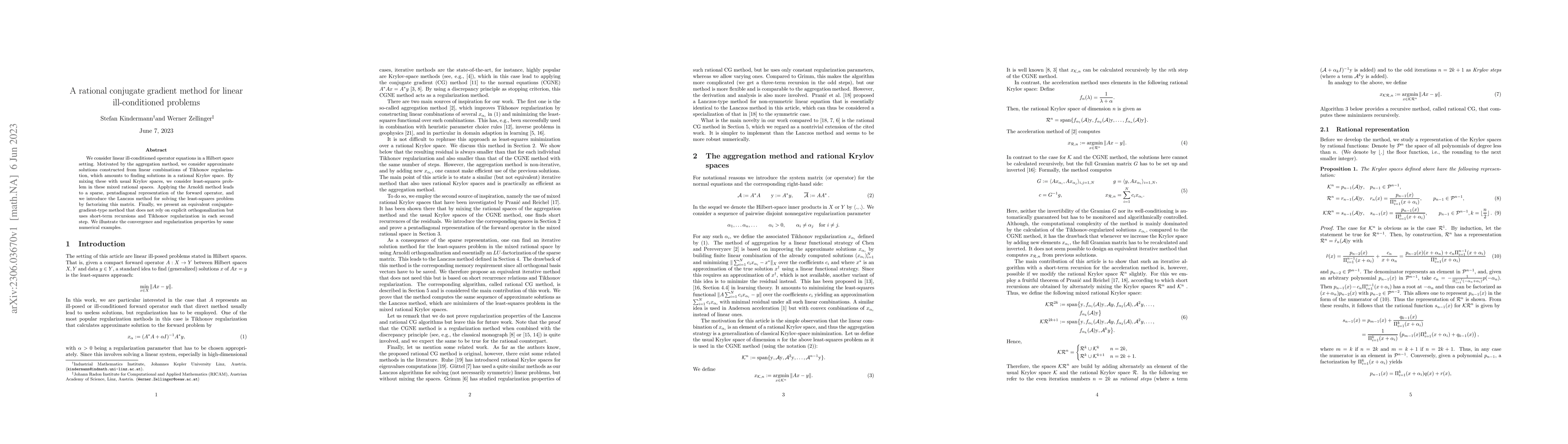 Thumbnail for A rational conjugate gradient method for linear ill-conditioned problems