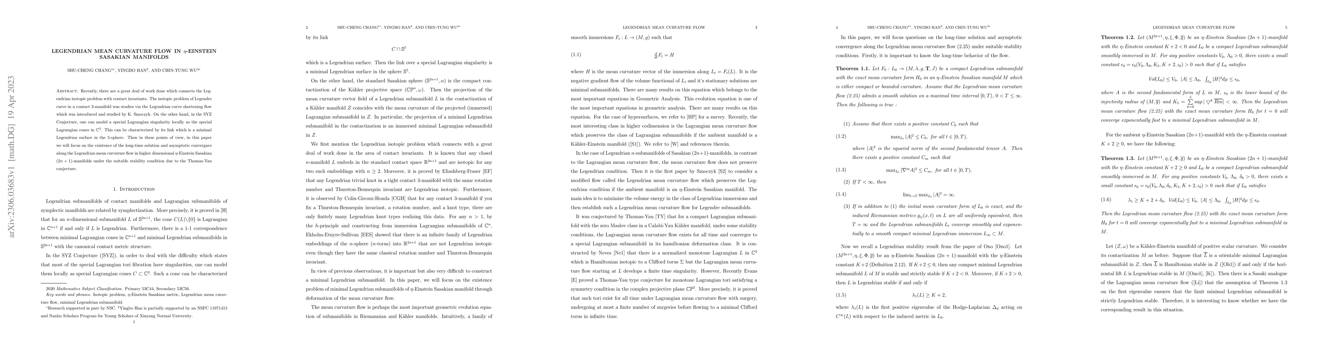 Thumbnail for Legendrian mean curvature flow in $\eta$-Einstein Sasakian manifolds