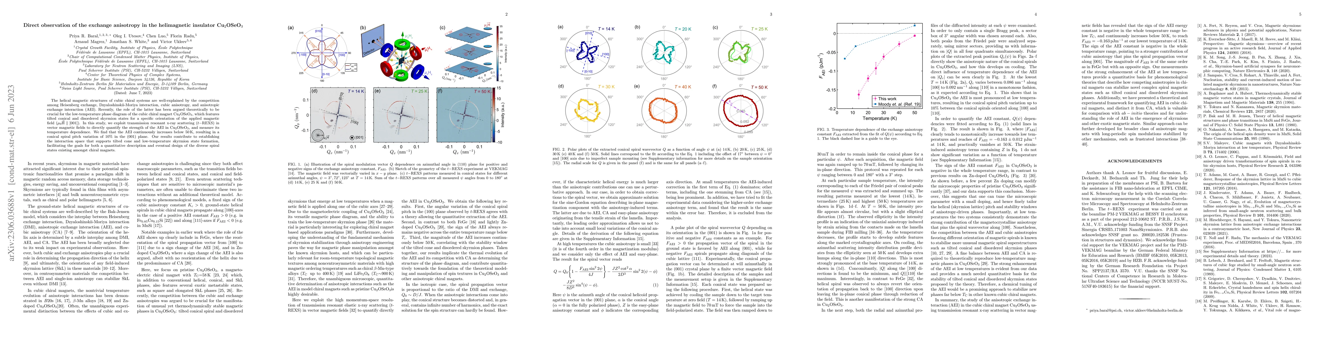 Thumbnail for Direct observation of the exchange anisotropy in the helimagnetic
  insulator Cu$_2$OSeO$_3$
