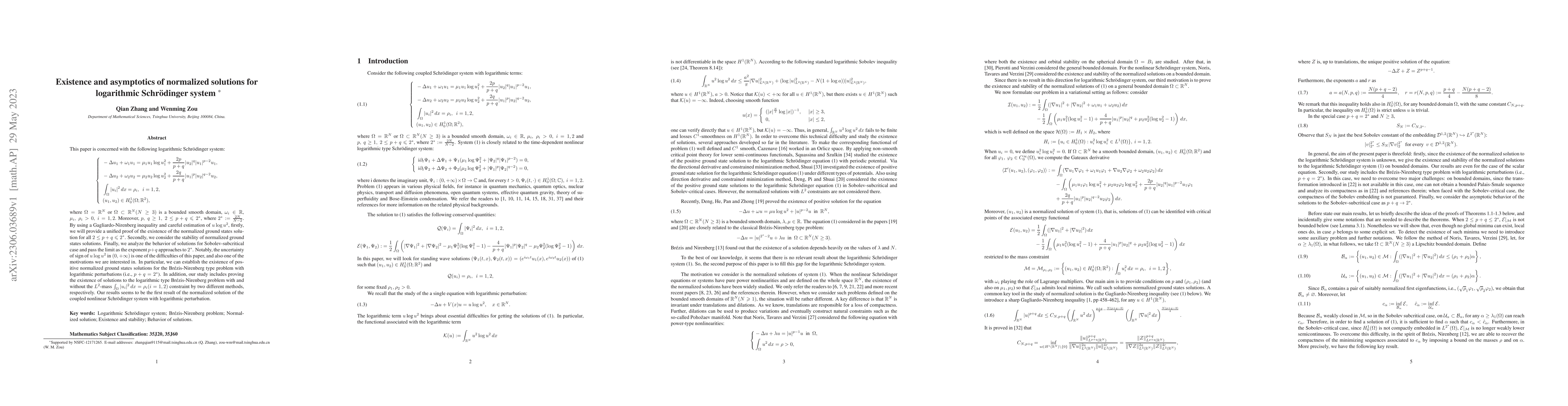 Thumbnail for Existence and asymptotics of normalized solutions for logarithmic
  Schr\"{o}dinger system