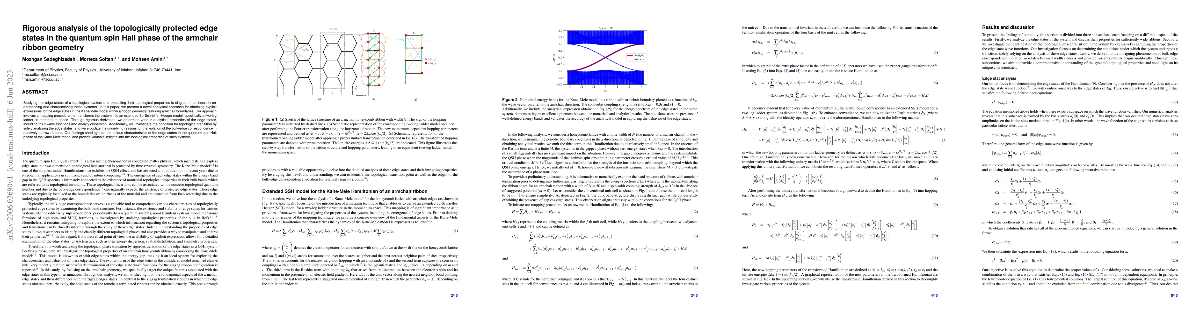Thumbnail for Rigorous analysis of the topologically protected edge states in the
  quantum spin Hall phase of the armchair ribbon geometry