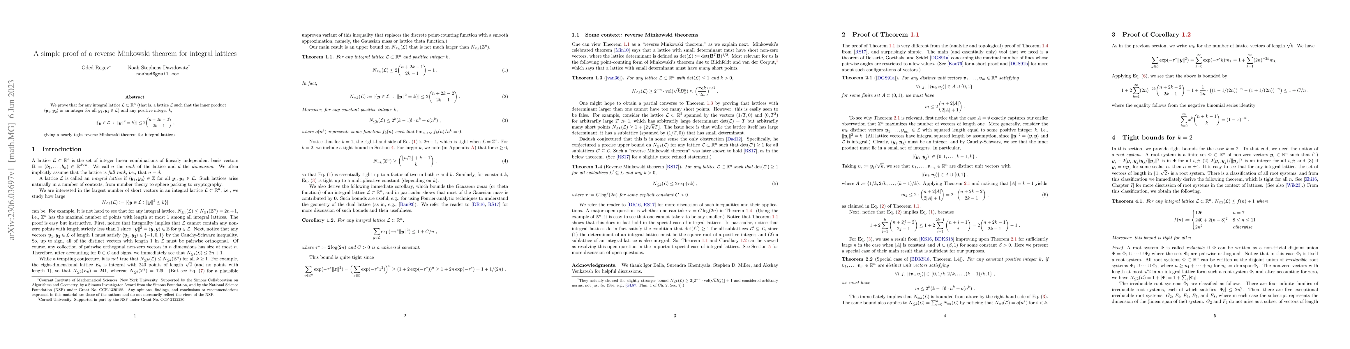 Thumbnail for A simple proof of a reverse Minkowski theorem for integral lattices