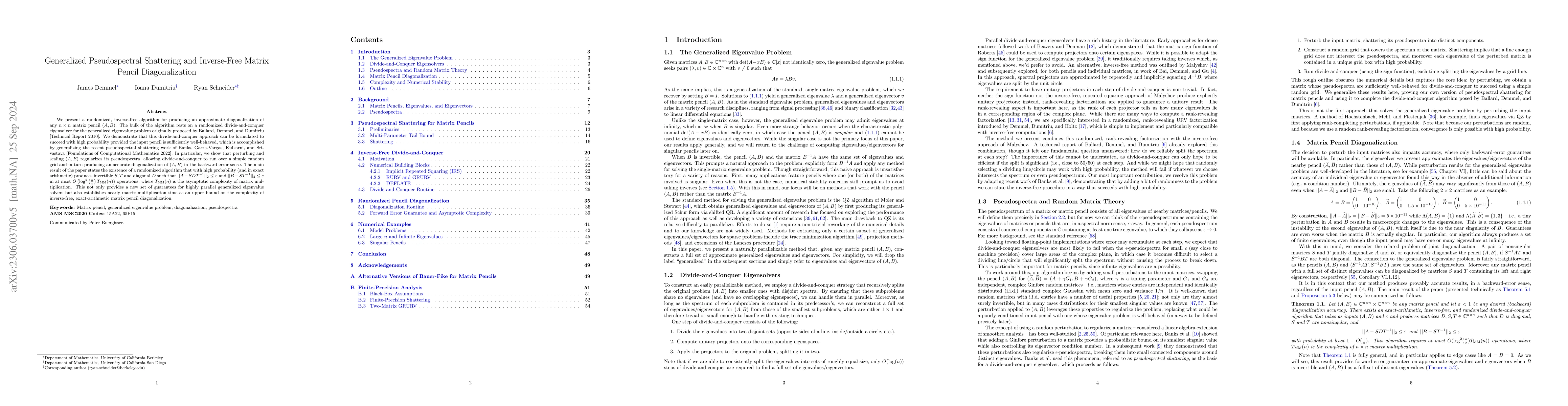 Thumbnail for Generalized Pseudospectral Shattering and Inverse-Free Matrix Pencil
  Diagonalization