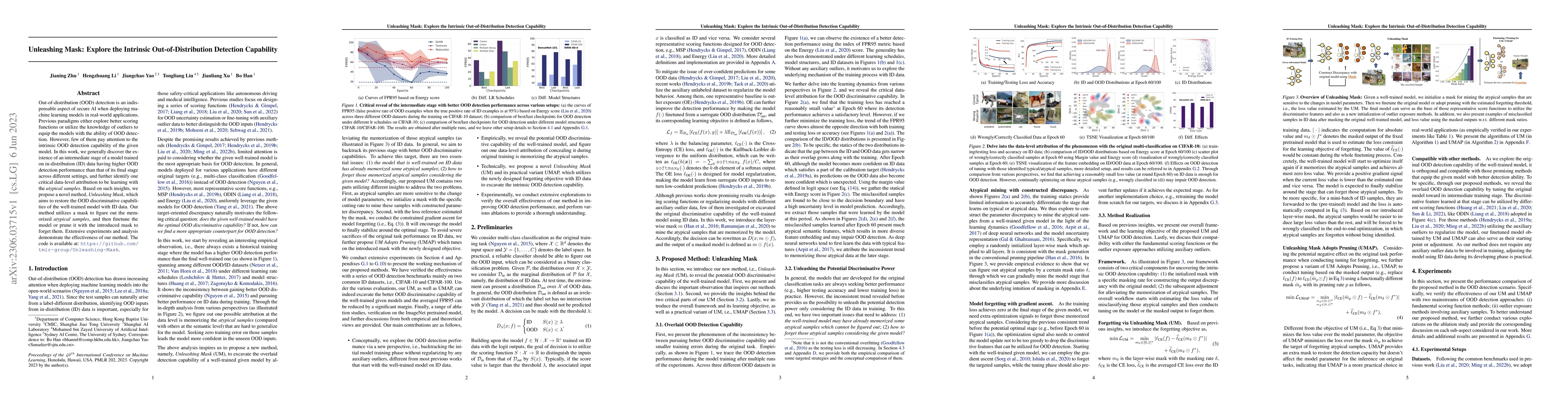 Thumbnail for Unleashing Mask: Explore the Intrinsic Out-of-Distribution Detection
  Capability