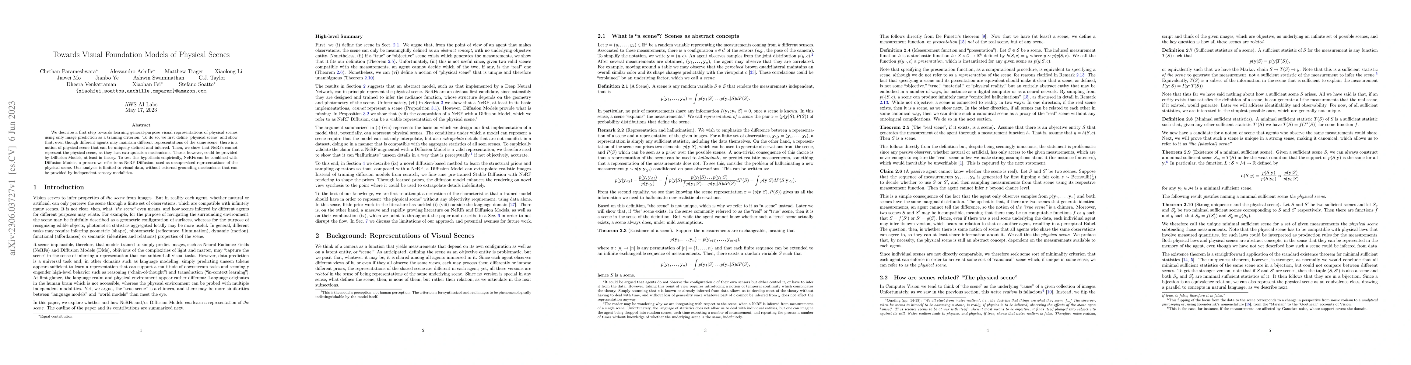 Thumbnail for Towards Visual Foundational Models of Physical Scenes