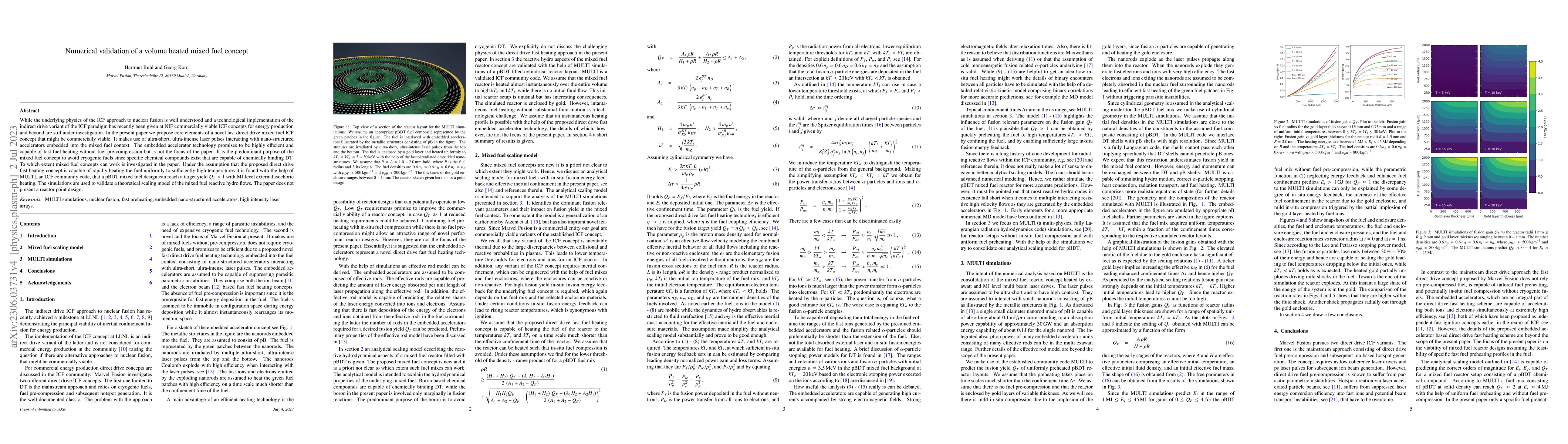 Thumbnail for Numerical validation of a volume heated mixed fuel concept
