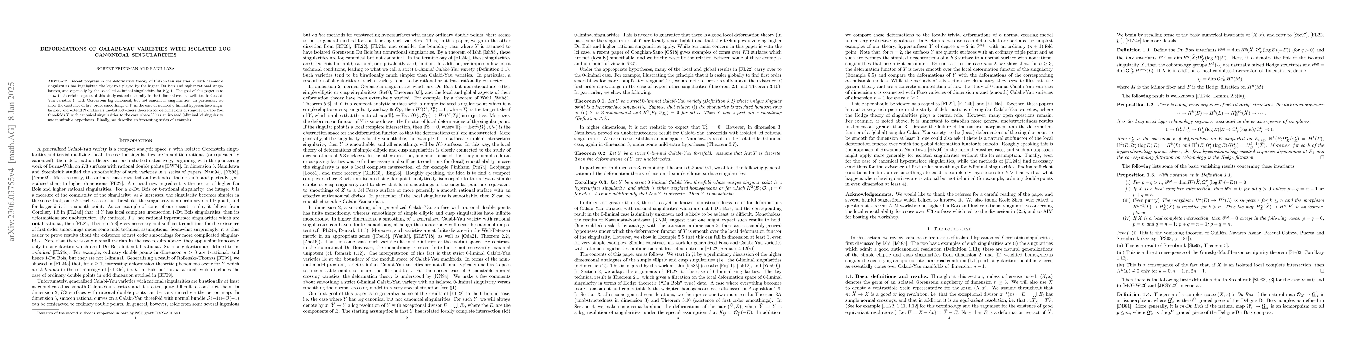 Thumbnail for Deformations of Calabi-Yau varieties with isolated log canonical
  singularities
