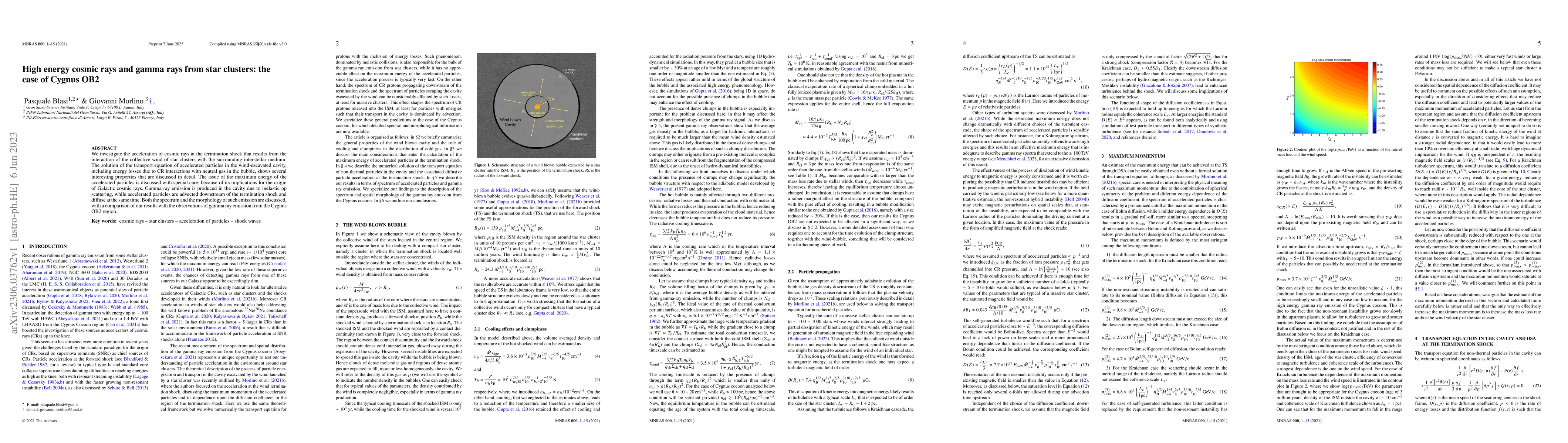 Thumbnail for High energy cosmic rays and gamma rays from star clusters: the case of
  Cygnus OB2