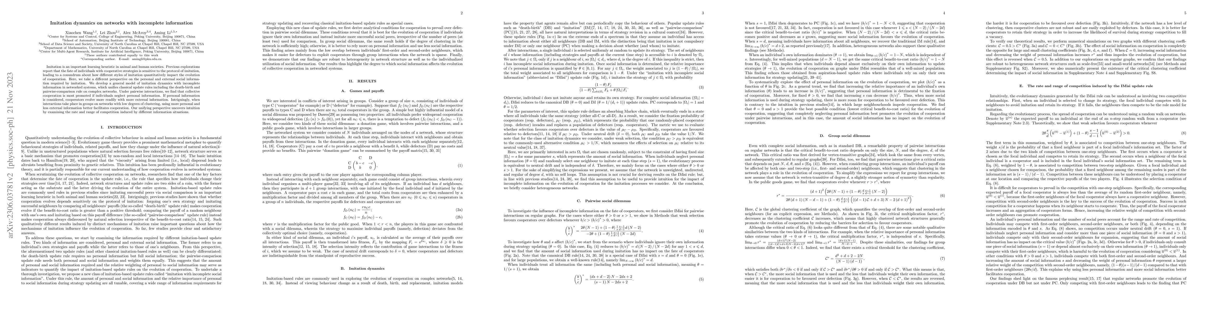 Thumbnail for Imitation dynamics on networks with incomplete information