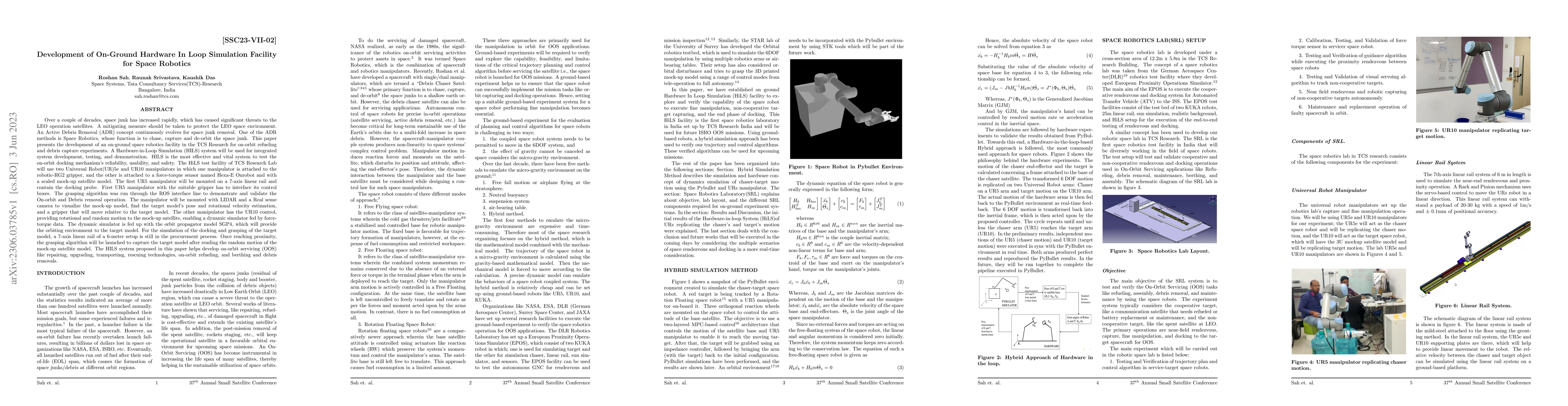 Thumbnail for Development of On-Ground Hardware In Loop Simulation Facility for Space
  Robotics