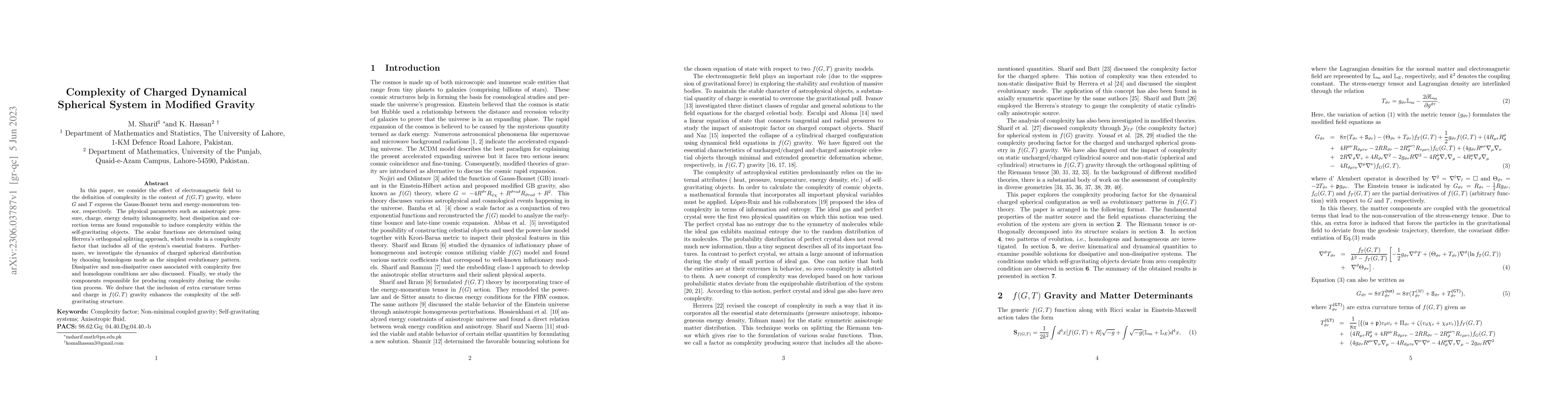 Thumbnail for Complexity of Charged Dynamical Spherical System in Modified Gravity