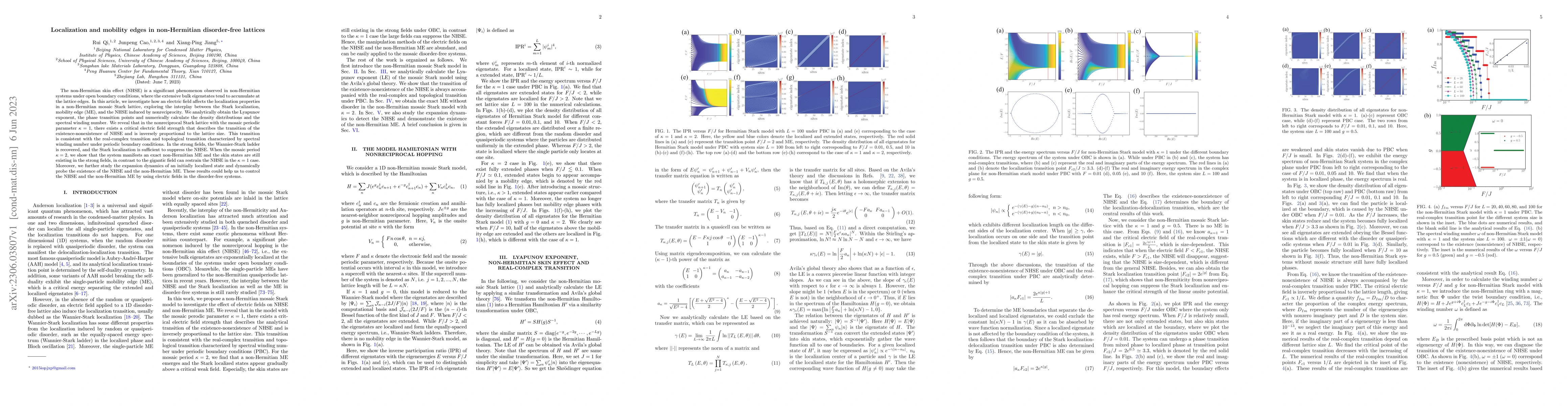 Thumbnail for Localization and mobility edges in non-Hermitian disorder-free lattices