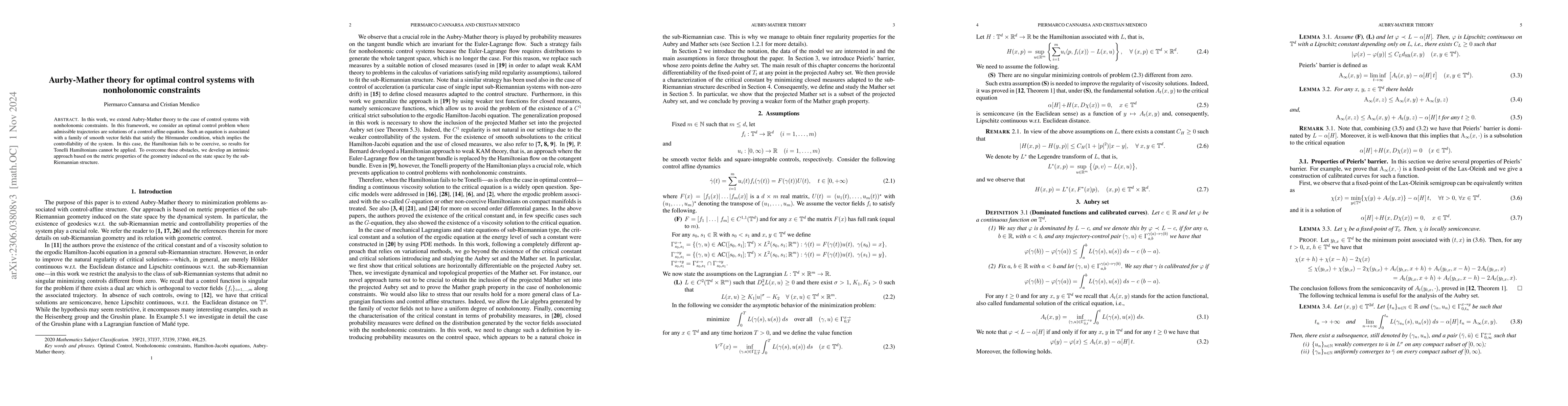 Thumbnail for Aubry-Mather approach to optimal control problems with nonholonimic
  constraints