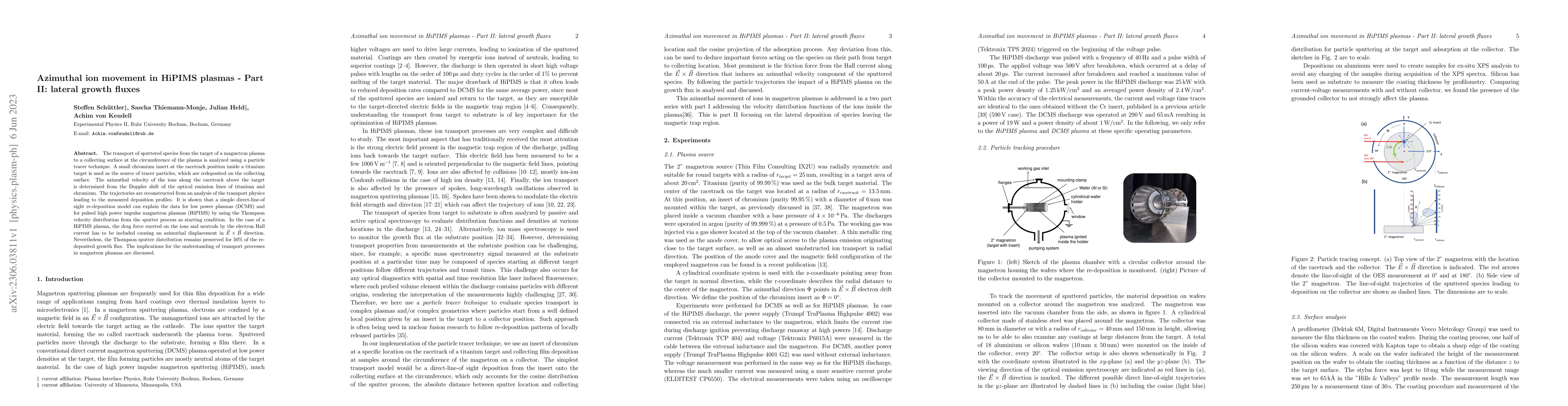 Thumbnail for Azimuthal ion movement in HiPIMS plasmas -- Part II: lateral growth
  fluxes