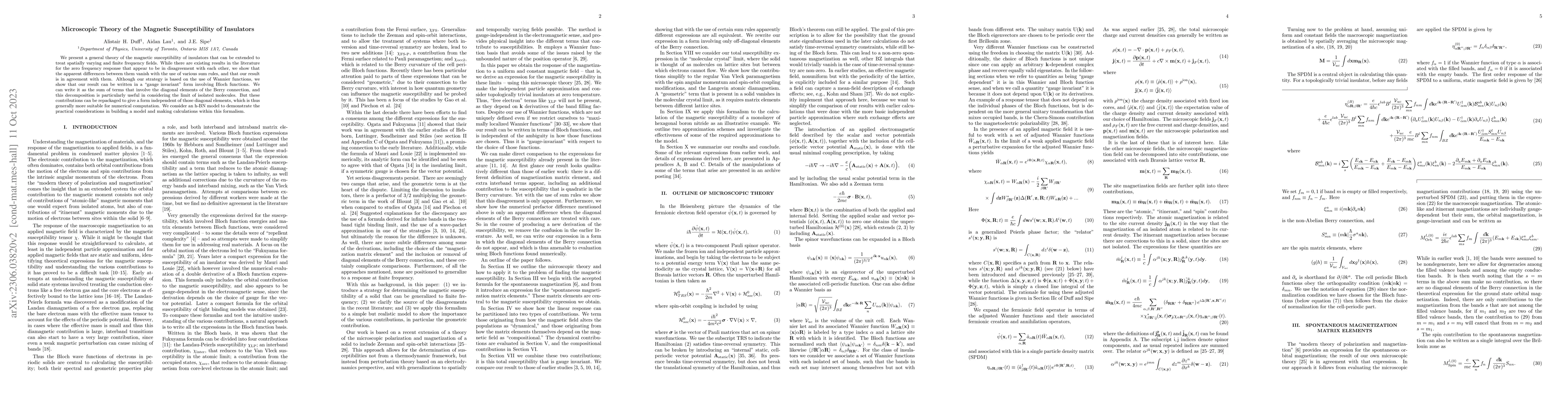 Thumbnail for Microscopic Theory of the Magnetic Susceptibility of Insulators