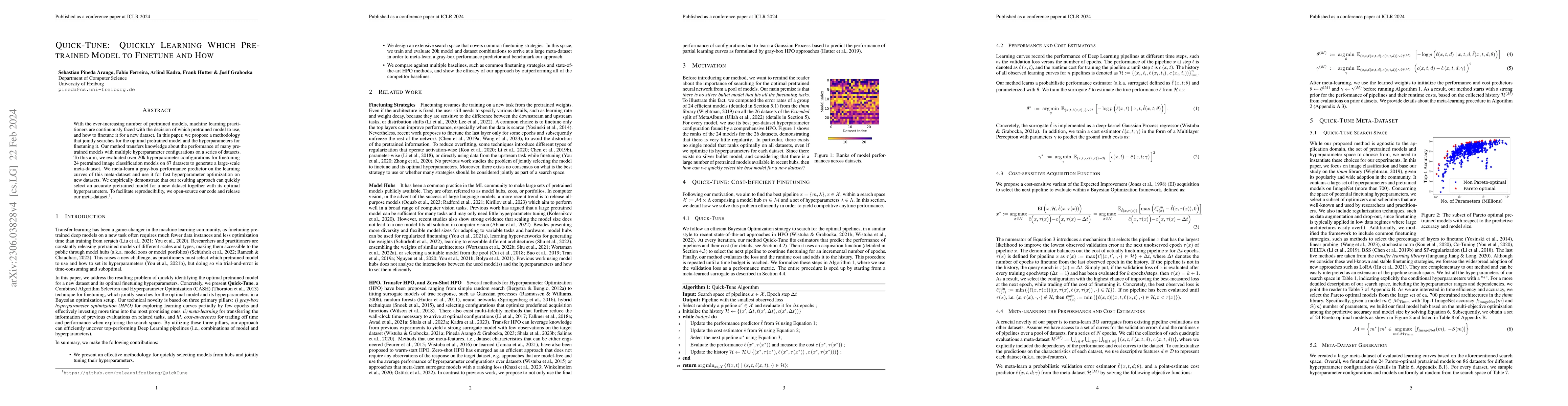 Thumbnail for Quick-Tune: Quickly Learning Which Pretrained Model to Finetune and How